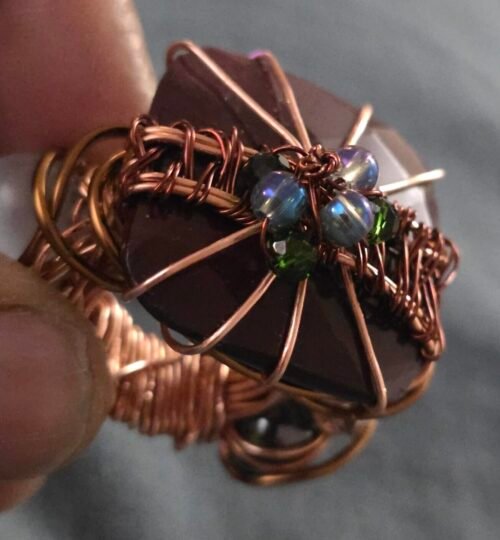 Faceted brown agate square ring