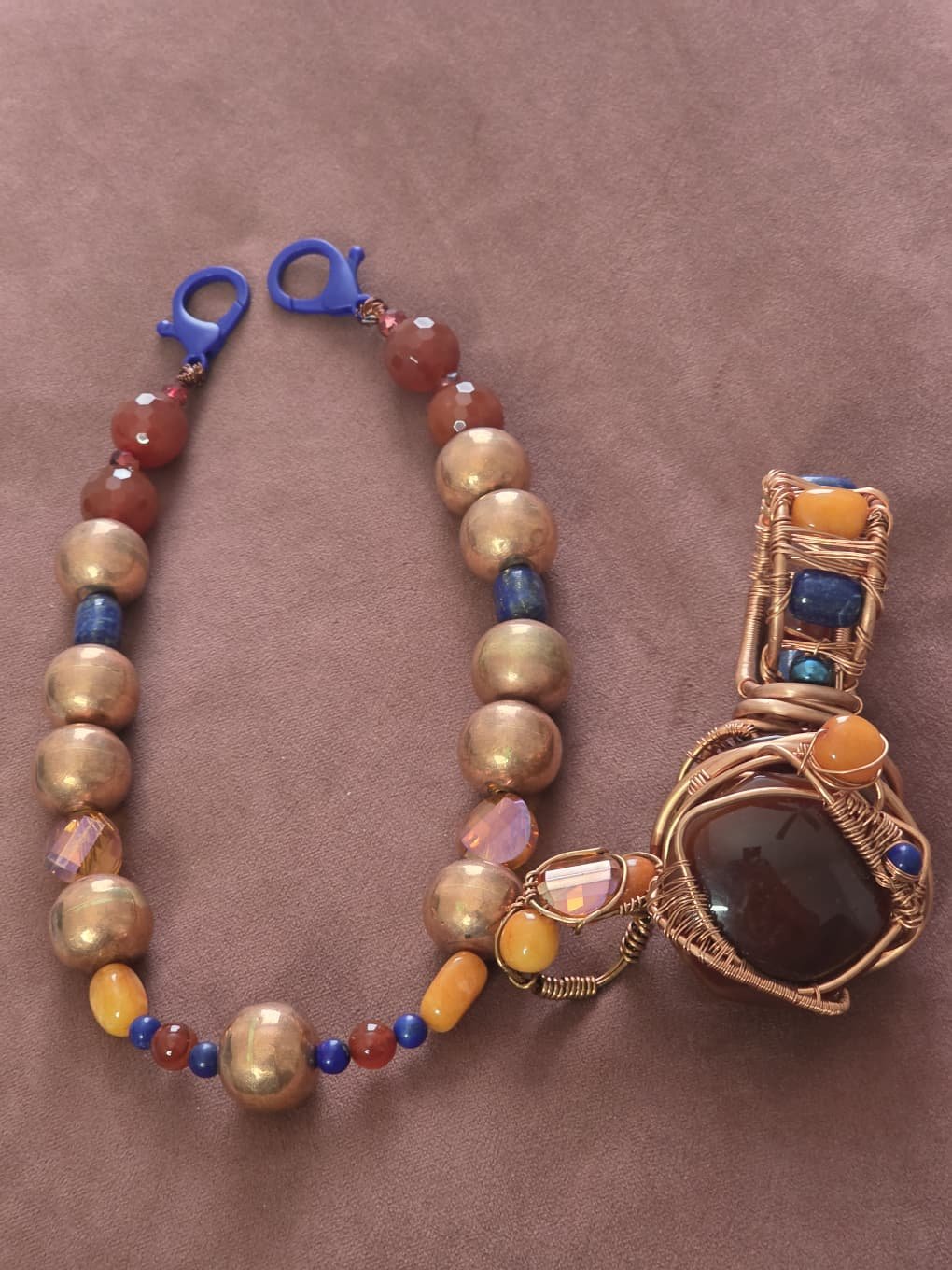 piece copper ball necklace, copper wrapped pendant and copper ring size 8 - Image 3